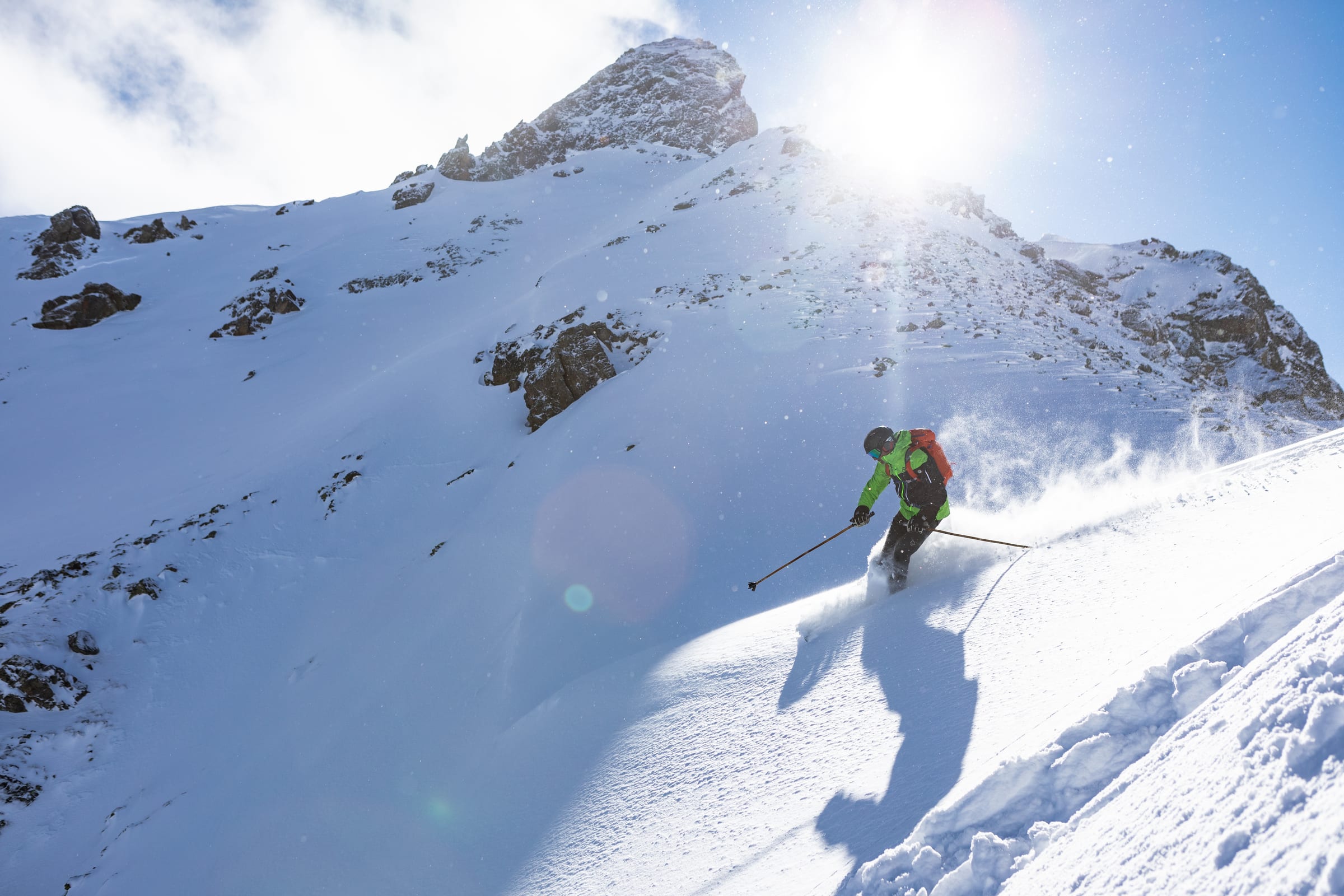 Freerider im Tiefschnee an der Madrisa